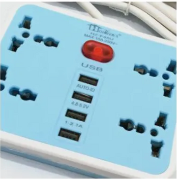 4 Sockets 4 USB Extension Cord
