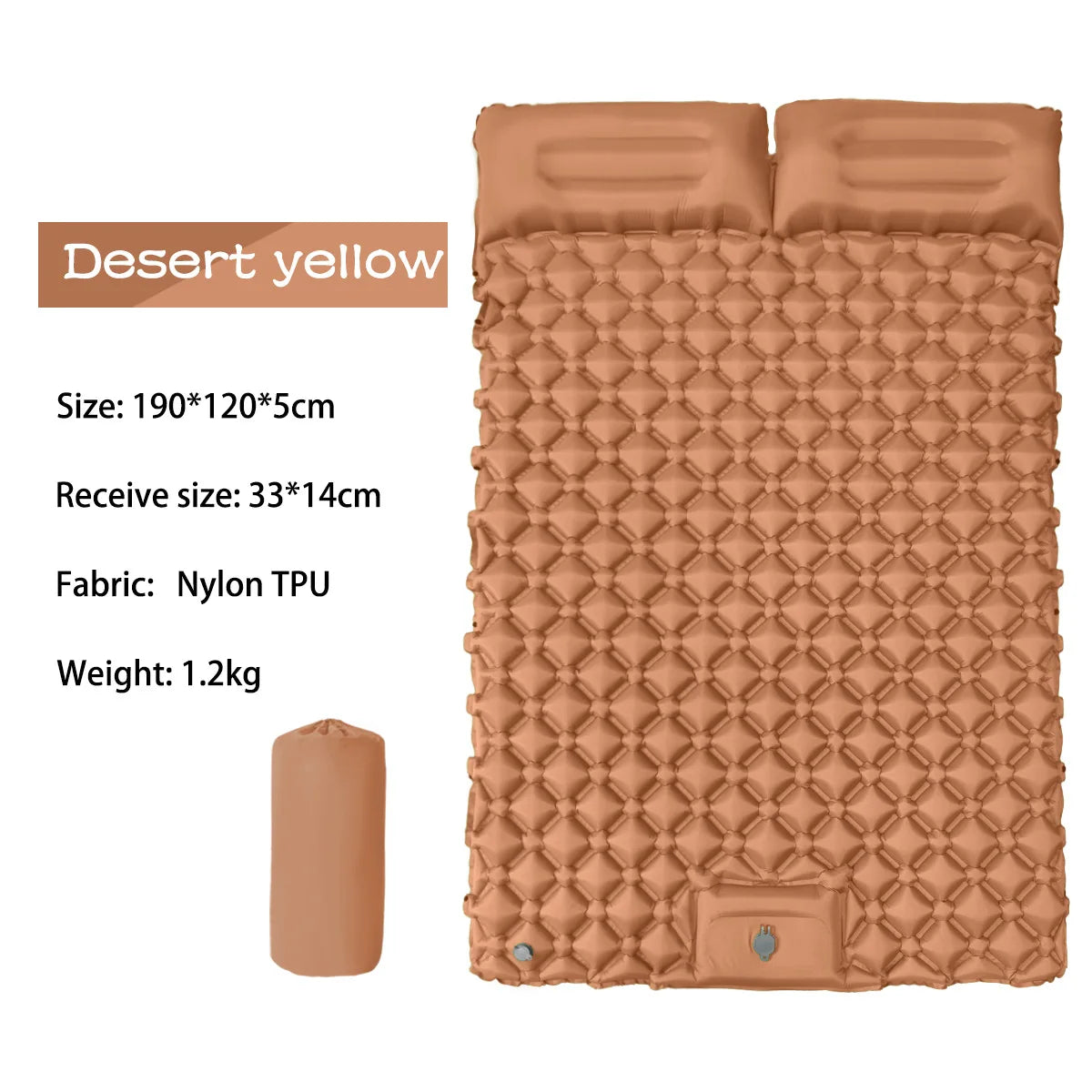 Camping Tent Large Air Mattress 2 Person Inflatable Pump Built In Foot Press Sleeping Air Mat With Pillow