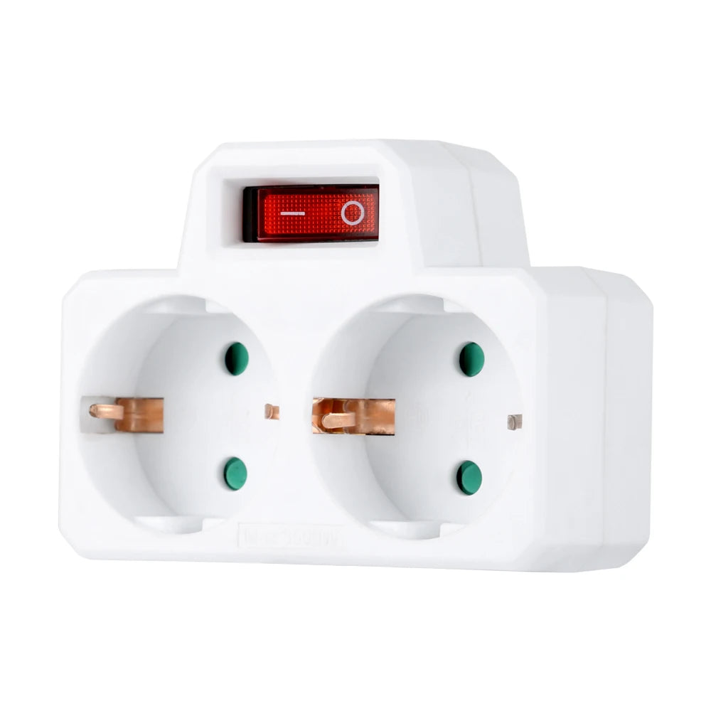 Travel Charging Adapter: 1 to 2/3 Outlet EU Power Converter with Switch, Type C to Schuko Socket, 16A 250V for Home & Travel Use