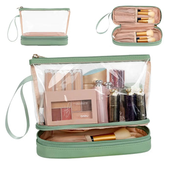 Travel Makeup Bag, Clear Cosmetic Bag Make Up Toiletry Bag, Pouch for Women Purse for Toiletries Accessories Brushes