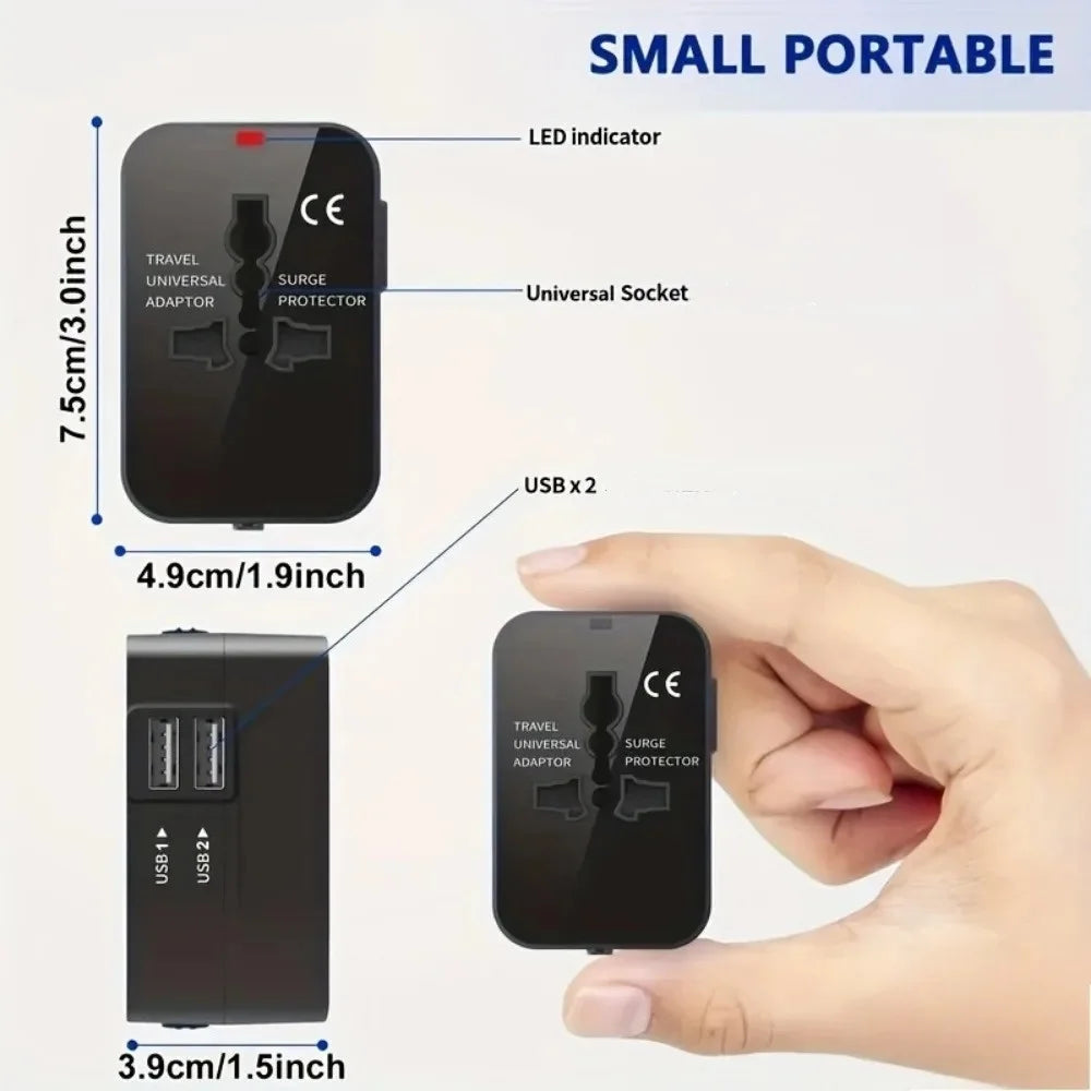 Travel Adapter with Dual USB Port UK to EU Plug Adapter Universal Wall Charger AC Power Converter World for USA EU UK AUS