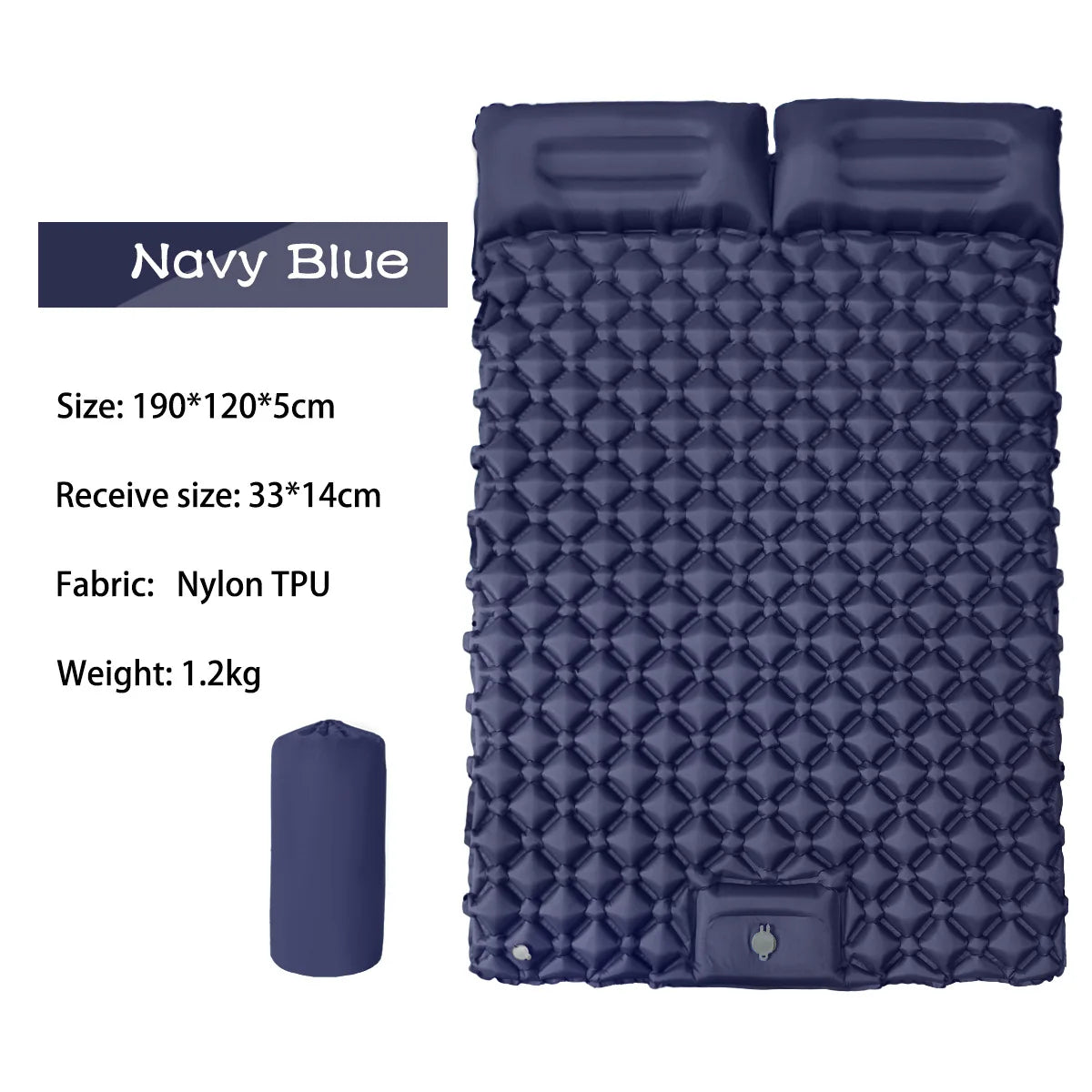 Camping Tent Large Air Mattress 2 Person Inflatable Pump Built In Foot Press Sleeping Air Mat With Pillow