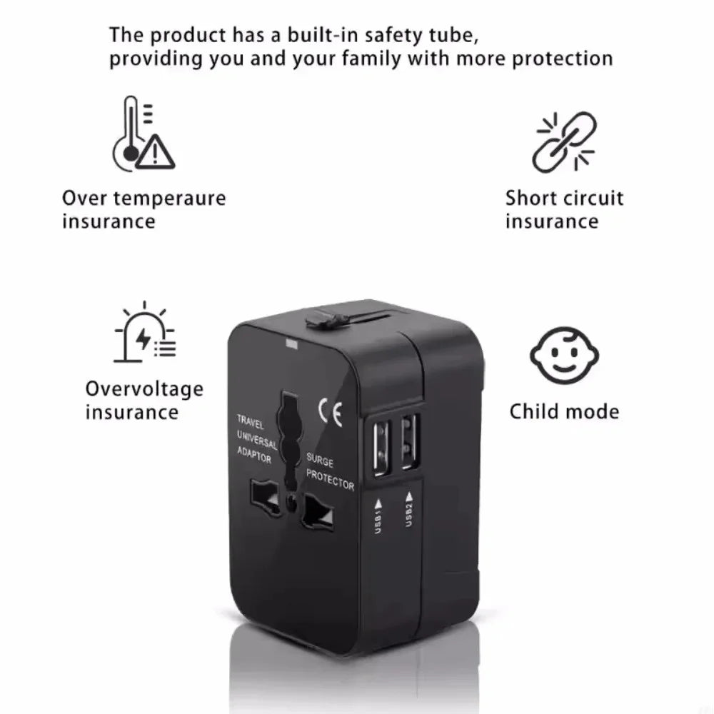 Travel Adapter with Dual USB Port UK to EU Plug Adapter Universal Wall Charger AC Power Converter World for USA EU UK AUS
