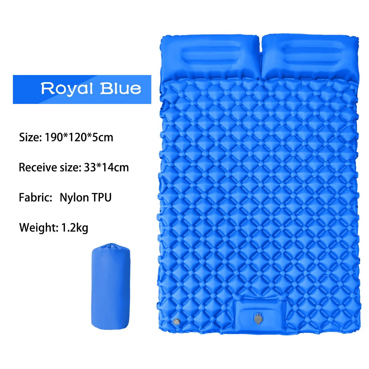 Camping Tent Large Air Mattress 2 Person Inflatable Pump Built In Foot Press Sleeping Air Mat With Pillow