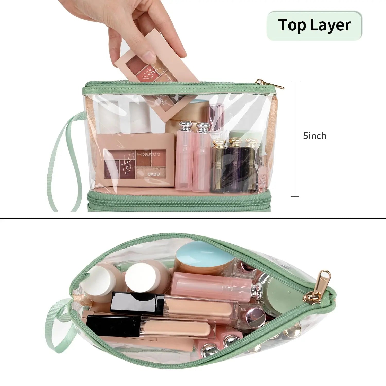 Travel Makeup Bag, Clear Cosmetic Bag Make Up Toiletry Bag, Pouch for Women Purse for Toiletries Accessories Brushes