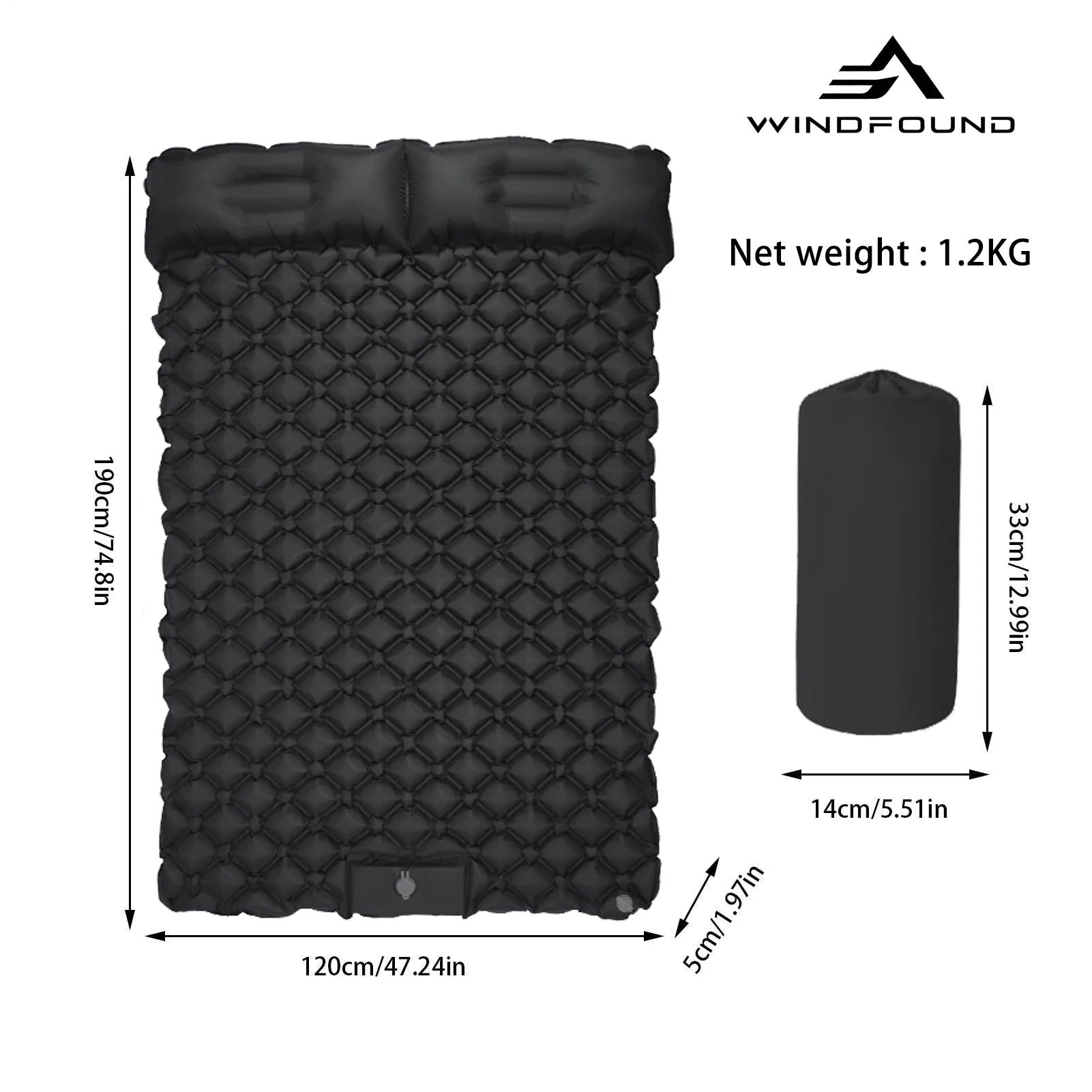 Outdoor Camping Double Inflatable Mattress Built-in Pump Moisture Resistant Comfortable Portable Foldable Travel Air Mattress