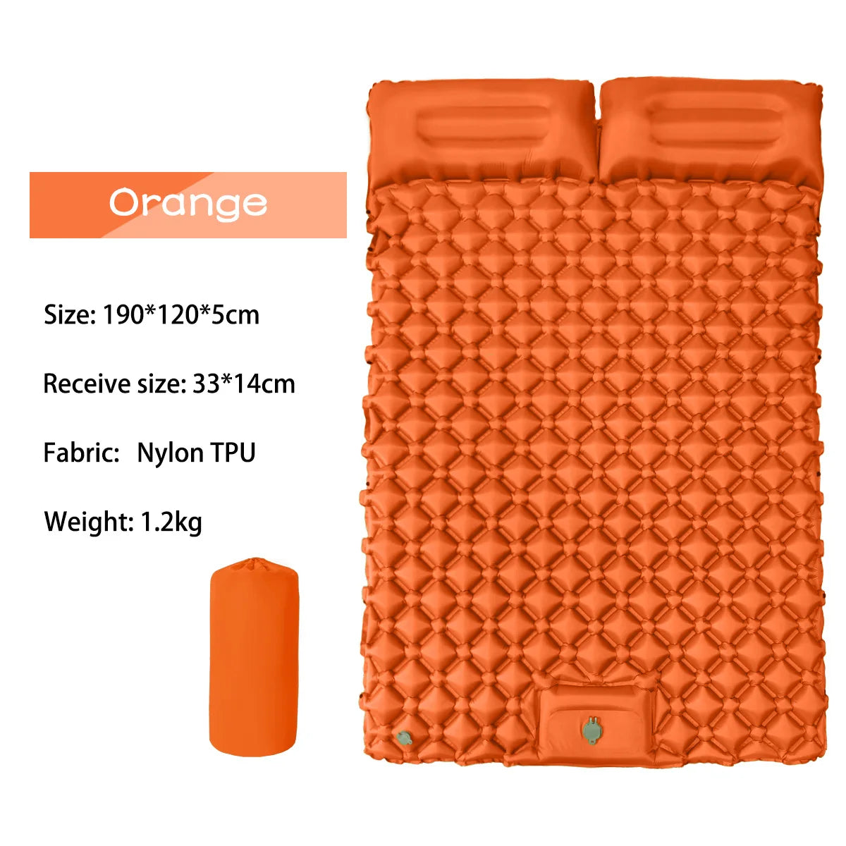 Camping Tent Large Air Mattress 2 Person Inflatable Pump Built In Foot Press Sleeping Air Mat With Pillow
