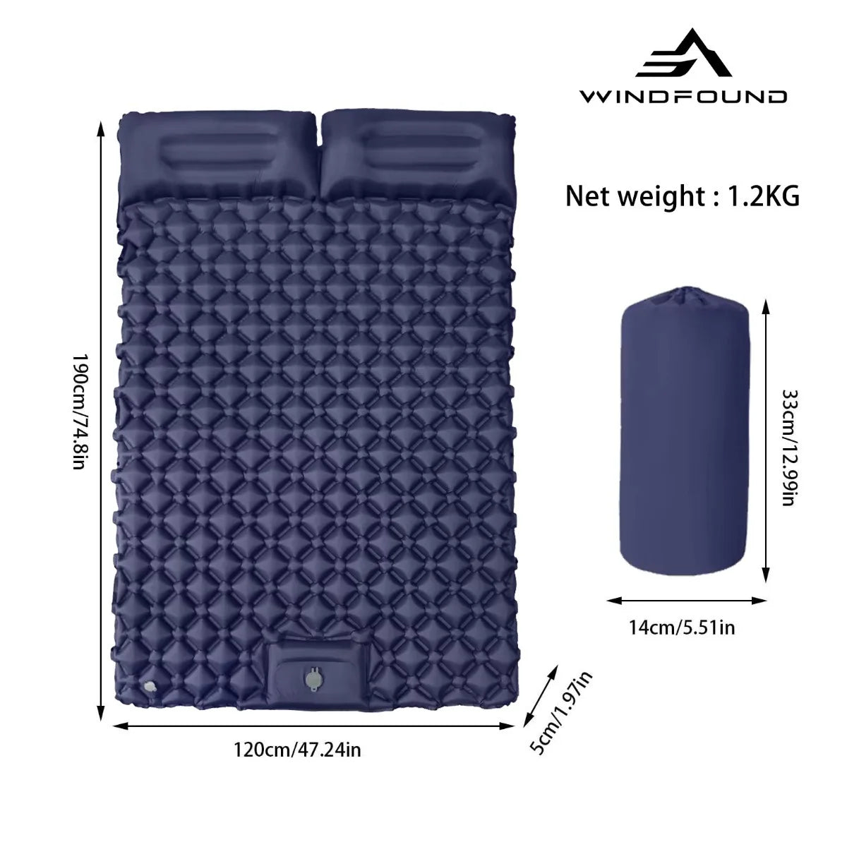 Outdoor Camping Double Inflatable Mattress Built-in Pump Moisture Resistant Comfortable Portable Foldable Travel Air Mattress