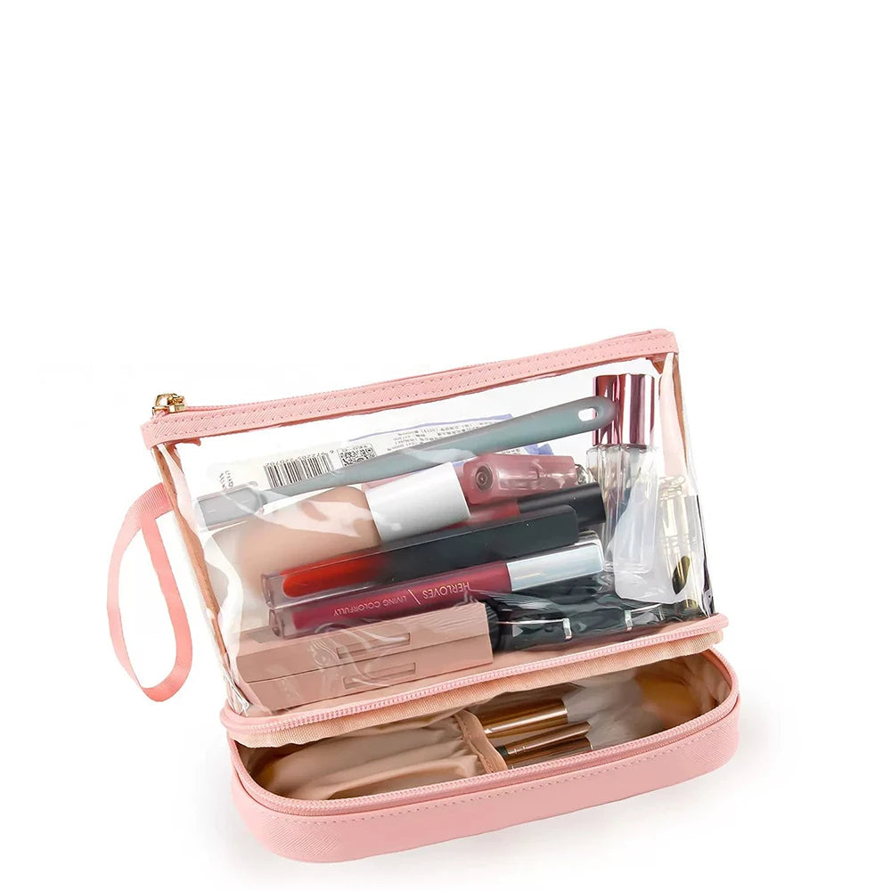 Travel Makeup Bag, Clear Cosmetic Bag Make Up Toiletry Bag, Pouch for Women Purse for Toiletries Accessories Brushes