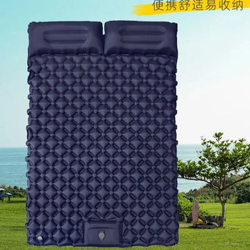 Camping Tent Large Air Mattress 2 Person Inflatable Pump Built In Foot Press Sleeping Air Mat With Pillow