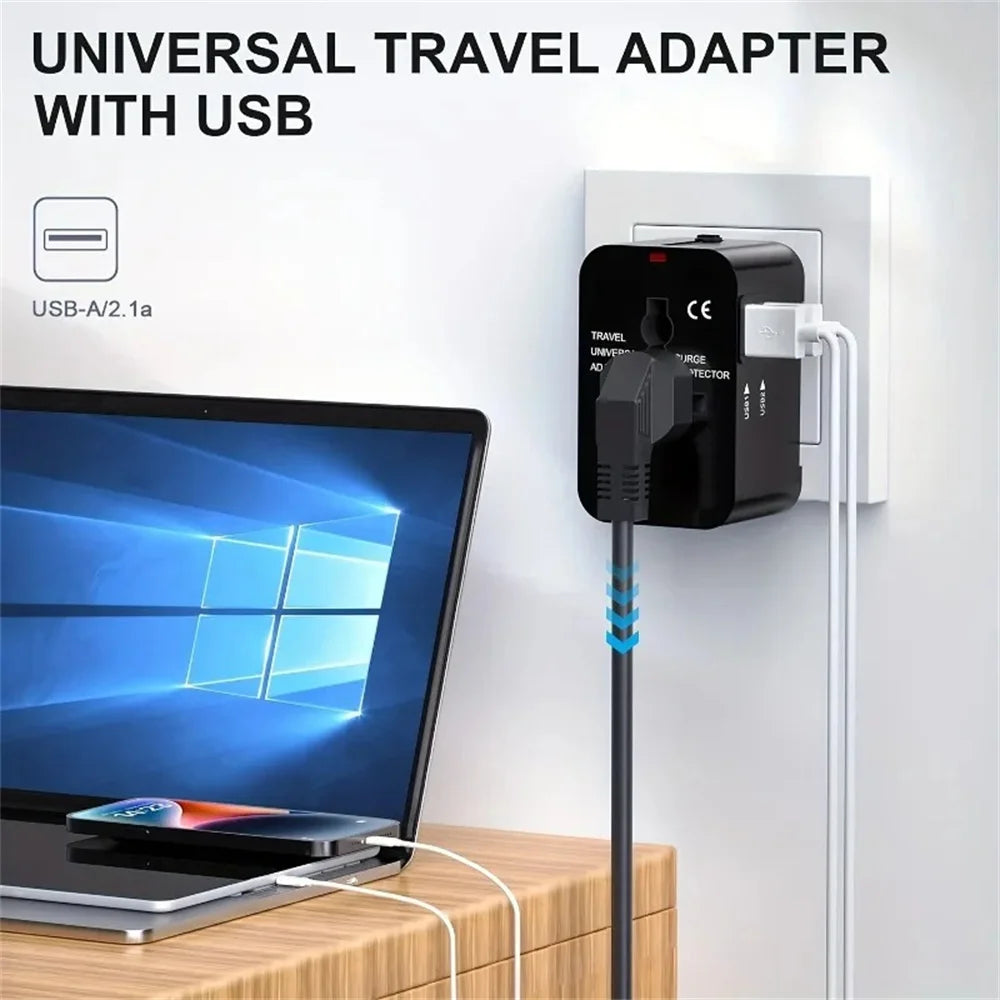 Travel Adapter with Dual USB Port UK to EU Plug Adapter Universal Wall Charger AC Power Converter World for USA EU UK AUS