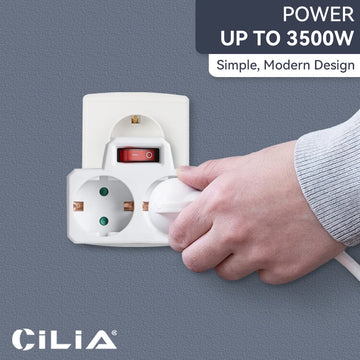 Travel Charging Adapter: 1 to 2/3 Outlet EU Power Converter with Switch, Type C to Schuko Socket, 16A 250V for Home & Travel Use