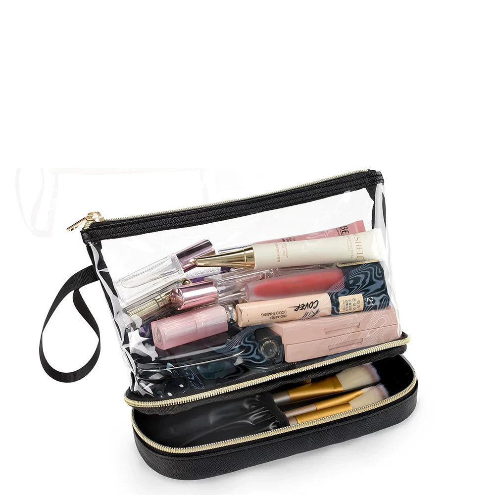 Travel Makeup Bag, Clear Cosmetic Bag Make Up Toiletry Bag, Pouch for Women Purse for Toiletries Accessories Brushes