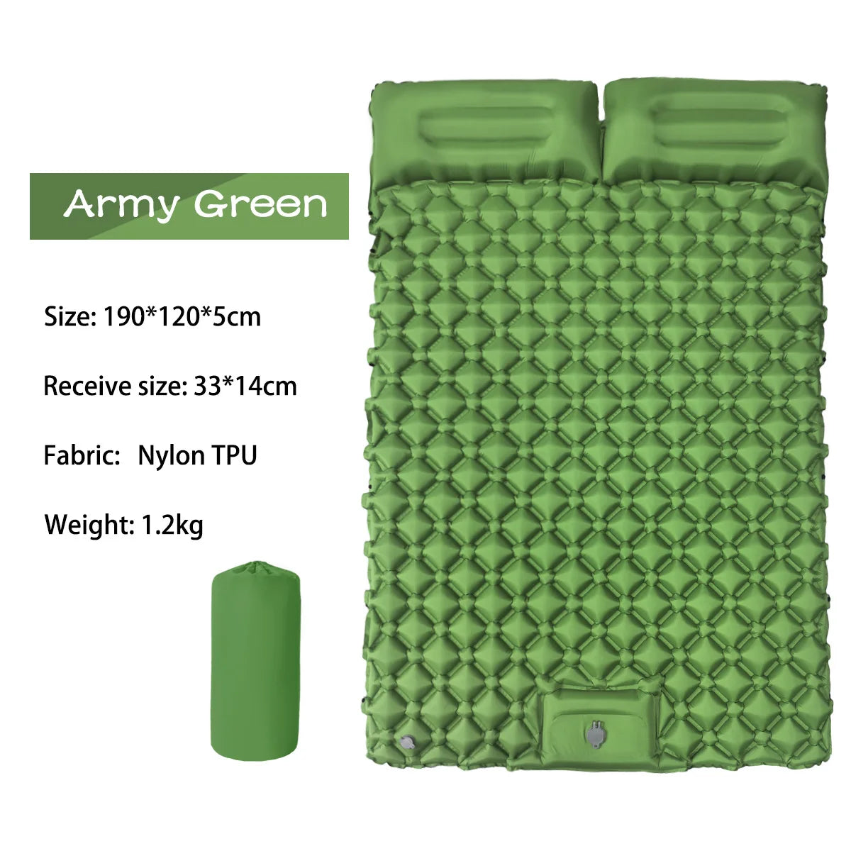 Camping Tent Large Air Mattress 2 Person Inflatable Pump Built In Foot Press Sleeping Air Mat With Pillow