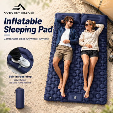 Outdoor Camping Double Inflatable Mattress Built-in Pump Moisture Resistant Comfortable Portable Foldable Travel Air Mattress