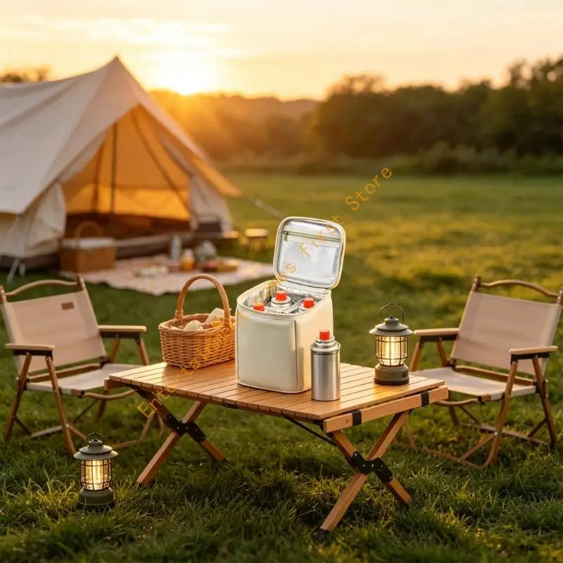 Camp Cooking Gas Canister Storage Case with Handle, Camping Carry Bag for Car Use, Shelf Placement, Lined Interior Form for