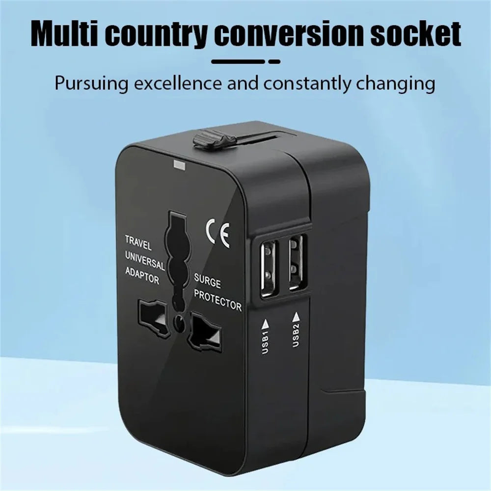 Travel Adapter with Dual USB Port UK to EU Plug Adapter Universal Wall Charger AC Power Converter World for USA EU UK AUS