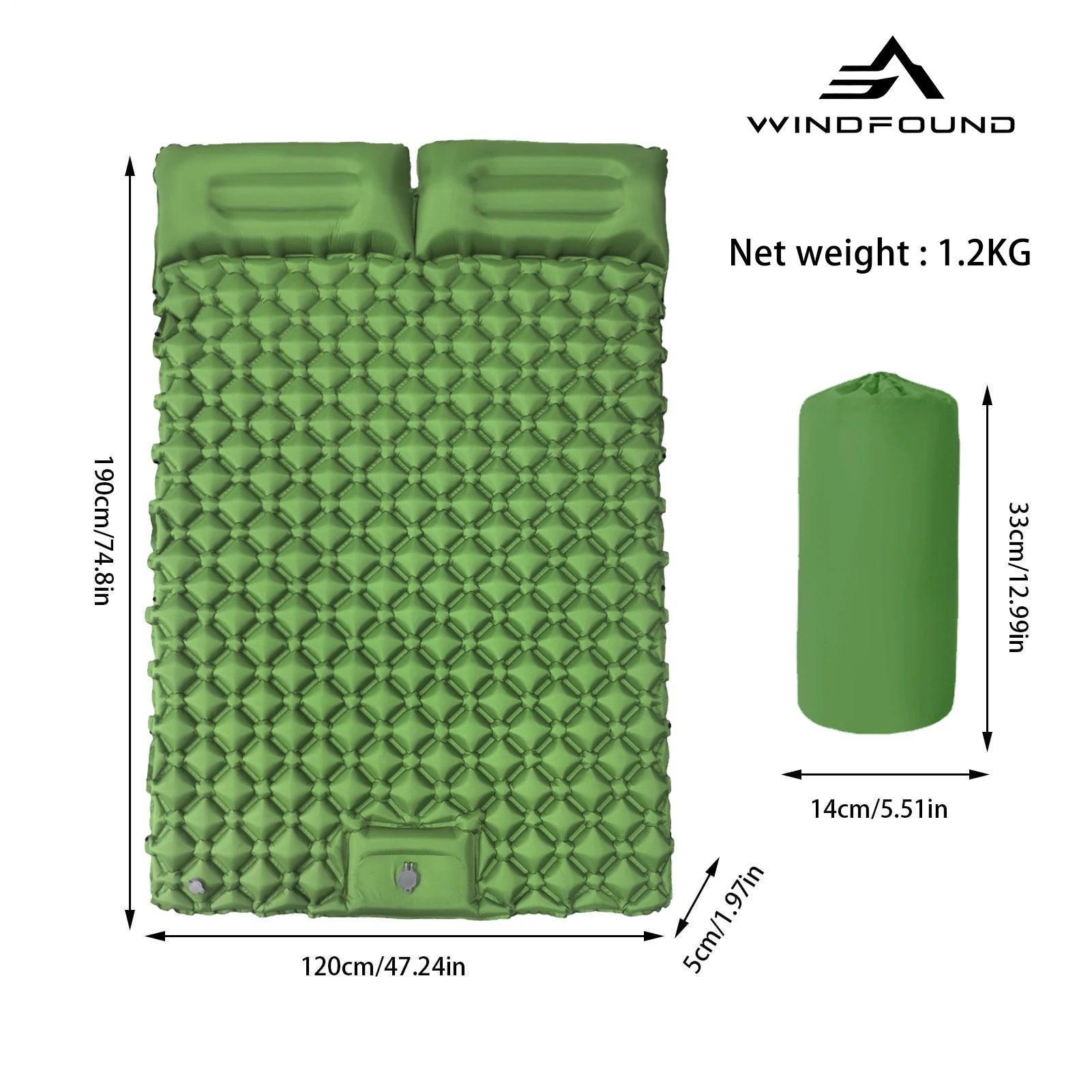 Outdoor Camping Double Inflatable Mattress Built-in Pump Moisture Resistant Comfortable Portable Foldable Travel Air Mattress