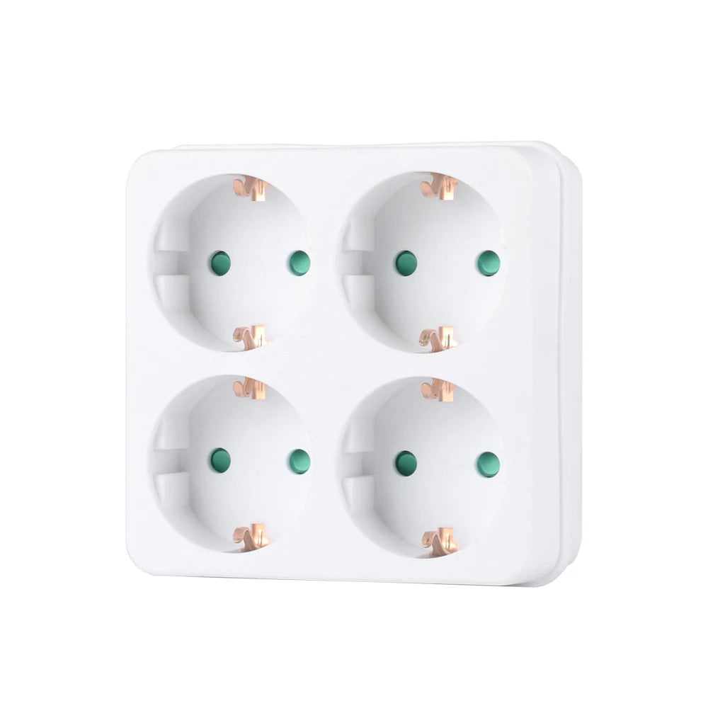 Travel Charging Adapter: 1 to 2/3 Outlet EU Power Converter with Switch, Type C to Schuko Socket, 16A 250V for Home & Travel Use