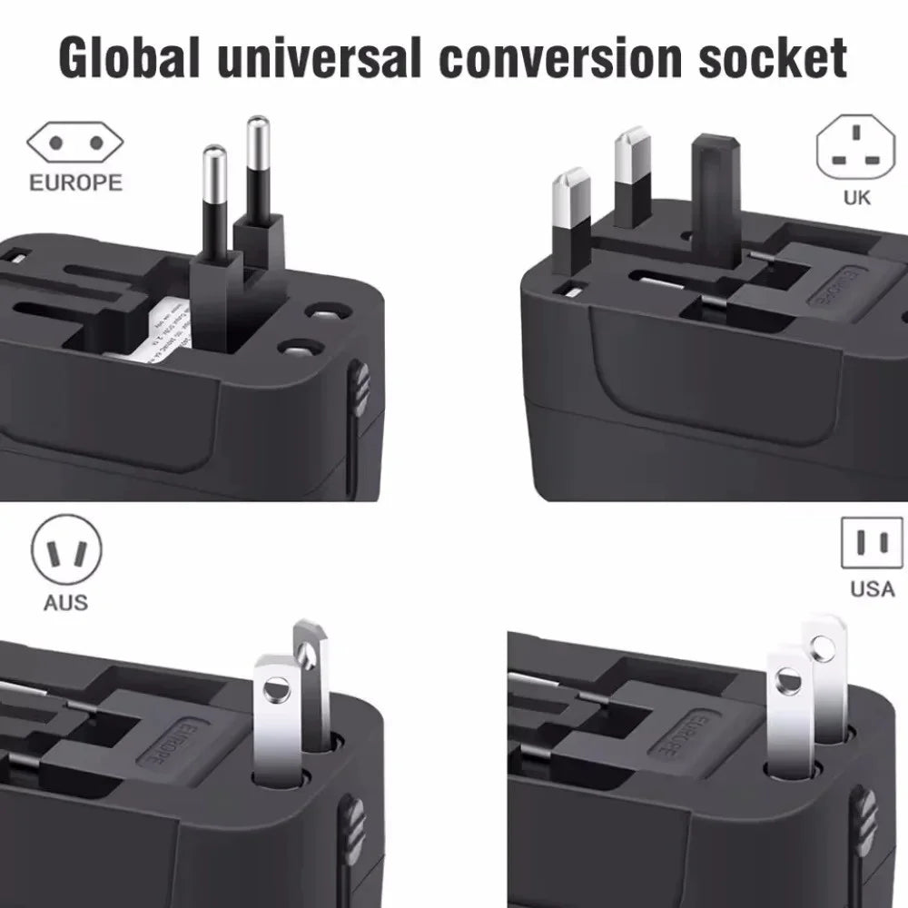 Travel Adapter with Dual USB Port UK to EU Plug Adapter Universal Wall Charger AC Power Converter World for USA EU UK AUS