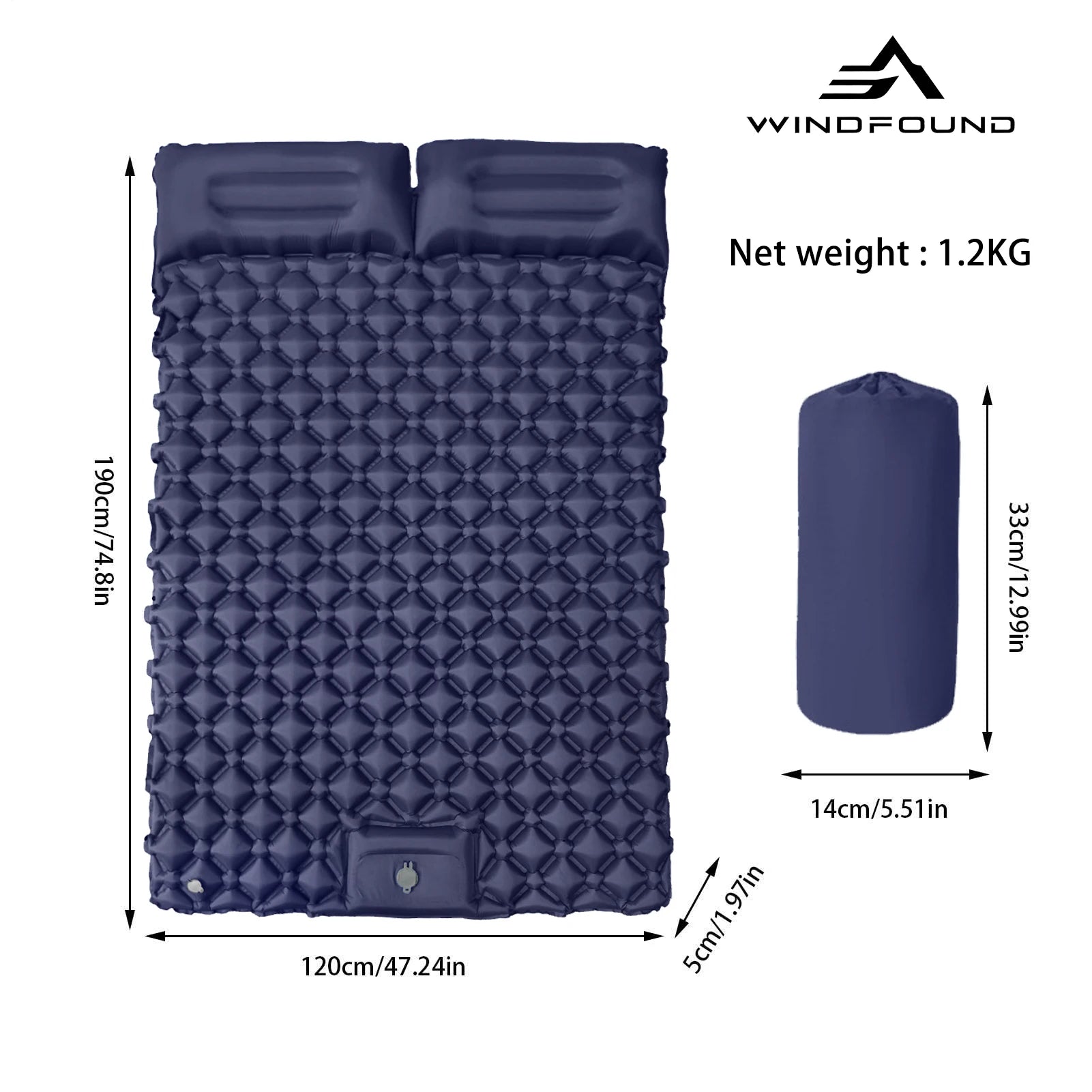 Outdoor Camping Double Inflatable Mattress Built-in Pump Moisture Resistant Comfortable Portable Foldable Travel Air Mattress