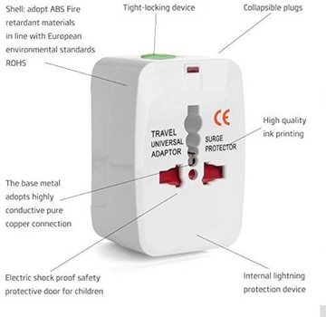 Surge Protector All in One Universal Worldwide Travel Wall Charger Adapter AC Power AU UK US EU Conversion Plug Adaptor